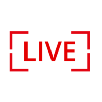 Red live button icon for TV and Streaming on a Transparent Background png