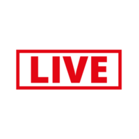 Red live button icon for TV and Streaming on a Transparent Background png