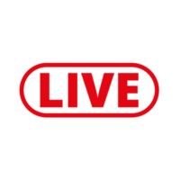 Red live button icon for TV and Streaming on a Transparent Background png