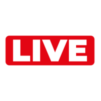 Red live button icon for TV and Streaming on a Transparent Background png