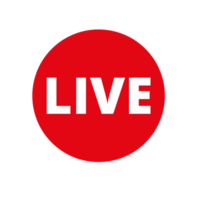 Red live button icon for TV and Streaming on a Transparent Background png