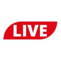 Red live button icon for TV and Streaming on a Transparent Background png