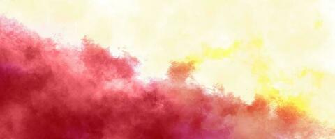 red and yellow background, abstract watercolor background with space. colorful sunrise or sunset colors in cloudy shapes. beautiful hues of yellow gold and pink in hand painted watercolor background photo