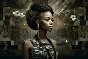 Black woman head. Generate Ai photo
