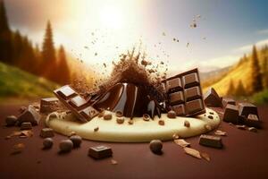 Chocolate pieces. Generate Ai photo