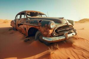 Classic wreck old car. Generate Ai photo