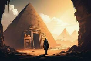 Explorer egyptian temple. Generate Ai photo