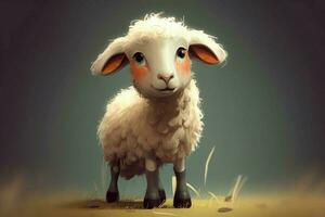 linda oveja dibujos animados. generar ai foto
