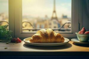 París francés cuerno panadería. generar ai foto