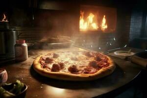 Kitchen oven pizza food. Generate Ai photo