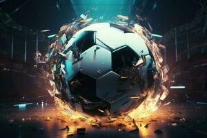 Futuristic soccer fire ball. Generate Ai photo