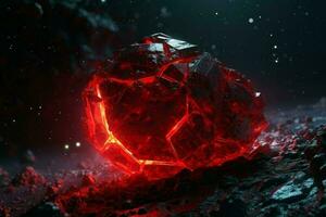 Asteroid red cinematic cosmos. Generate AI photo