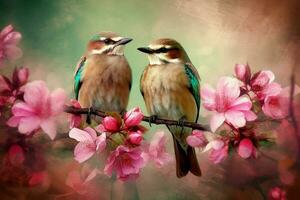 Birds tree branch nature. Generate Ai photo