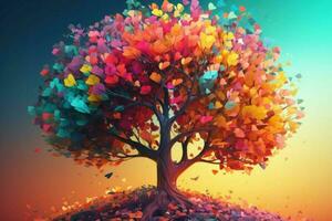 Colorful tree leaves art. Generate Ai photo