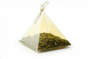 New pyramid green tea bag. Generate Ai photo
