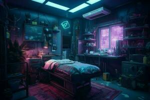 Cyberpunk doctor room. Generate Ai photo