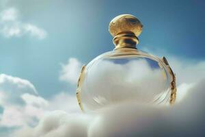 Perfume bottle sky magic. Generate AI photo