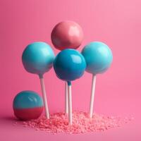 A pink and blue balls photo