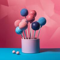 A pink and blue balls photo