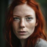 A women with redhead and freckles photo