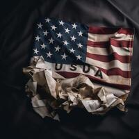 A torn american flag photo