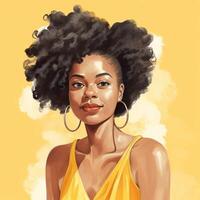 un retrato de un joven negro mujer ai generado foto