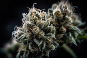 cannabis sugar buds, transparent trichomes macro photo