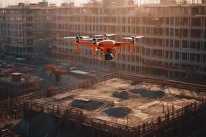 drone fly over a construction site photo