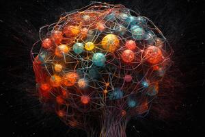 brain with colorful neural connections photo