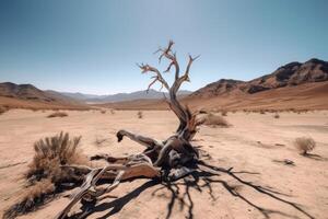 dried tree in the desert photo