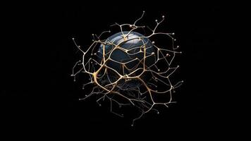 neural network tree, learning artificial intelligence in dark background photo