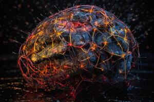 cerebro con vistoso neural conexiones generativo ai foto