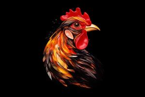 logo para pollo carne productos en negro antecedentes generativo ai foto