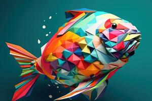 colorful abstract logo in fish shape photo