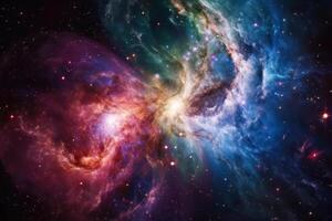colorful clumps of energy particles in space,abstract galaxy background photo
