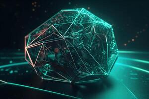 green futuristic logo artificial intelligence geometric shape neural network photo