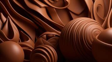 brown candies on chocolate background photo