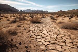 dry cracked earth, drought generative ai photo