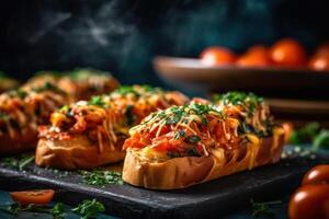 hot sandwiches with tomato and cheese photo