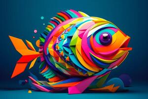 colorful abstract logo in fish shape photo