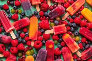 background of fruit and berry ice cream, frozen juice photo