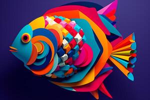 colorful abstract logo in fish shape photo