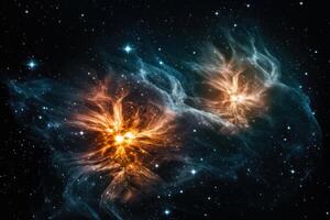 two massive star colliding with each in outer space photo