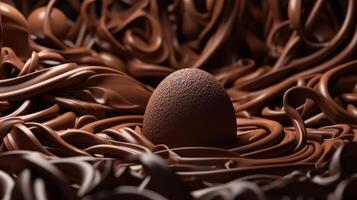 brown candies on chocolate background photo