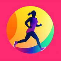 running woman colorful logo sport icon photo