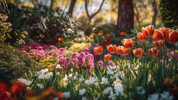 Colorful spring garden. Illustration photo