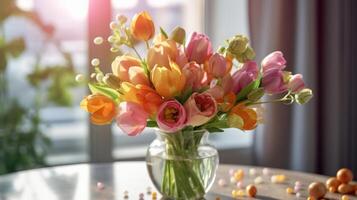 Beautiful spring flower bouquet. Illustration photo