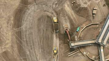 construção basculante caminhões ser carregado acima com terra de uma escavador video