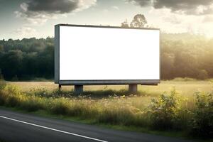 content, Large blank outdoor billboard template with white copy space. summer sunny day photo