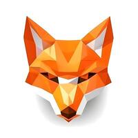 content, Abstract low polygon fox icon illustration. white background, isolated object. cut object. content, photo